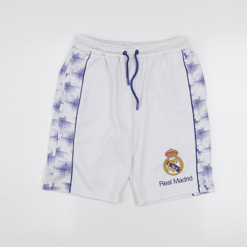 Real Madrid Boys White Football Athletic Shorts 11-12 Years Polyester