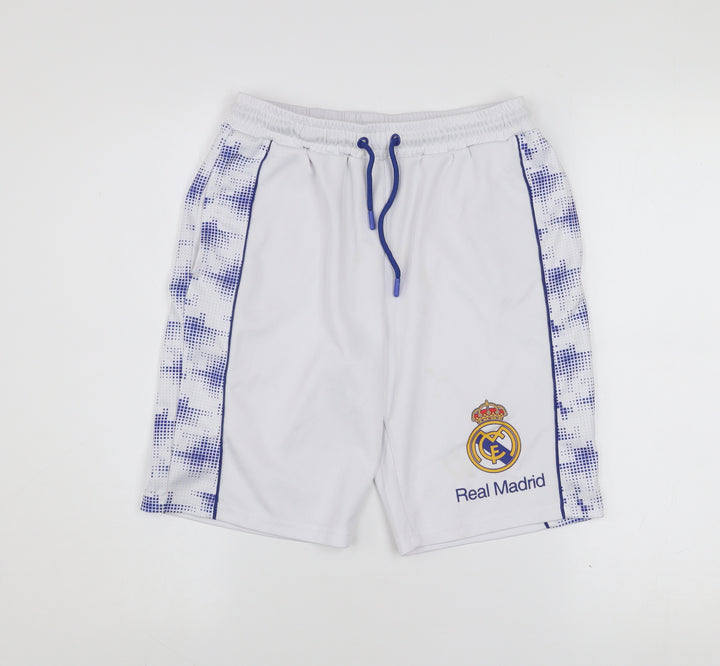 Real Madrid Boys White Football Athletic Shorts 11-12 Years Polyester