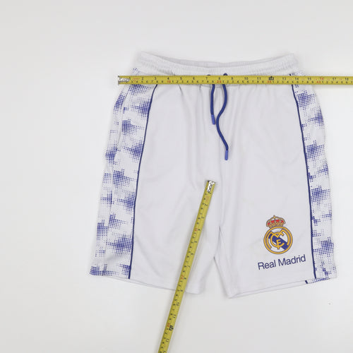 Real Madrid Boys White Football Athletic Shorts 11-12 Years Polyester