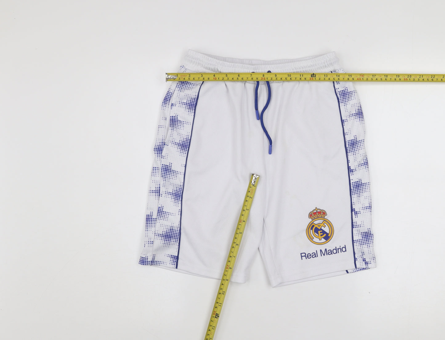 Real Madrid Boys White Football Athletic Shorts 11-12 Years Polyester