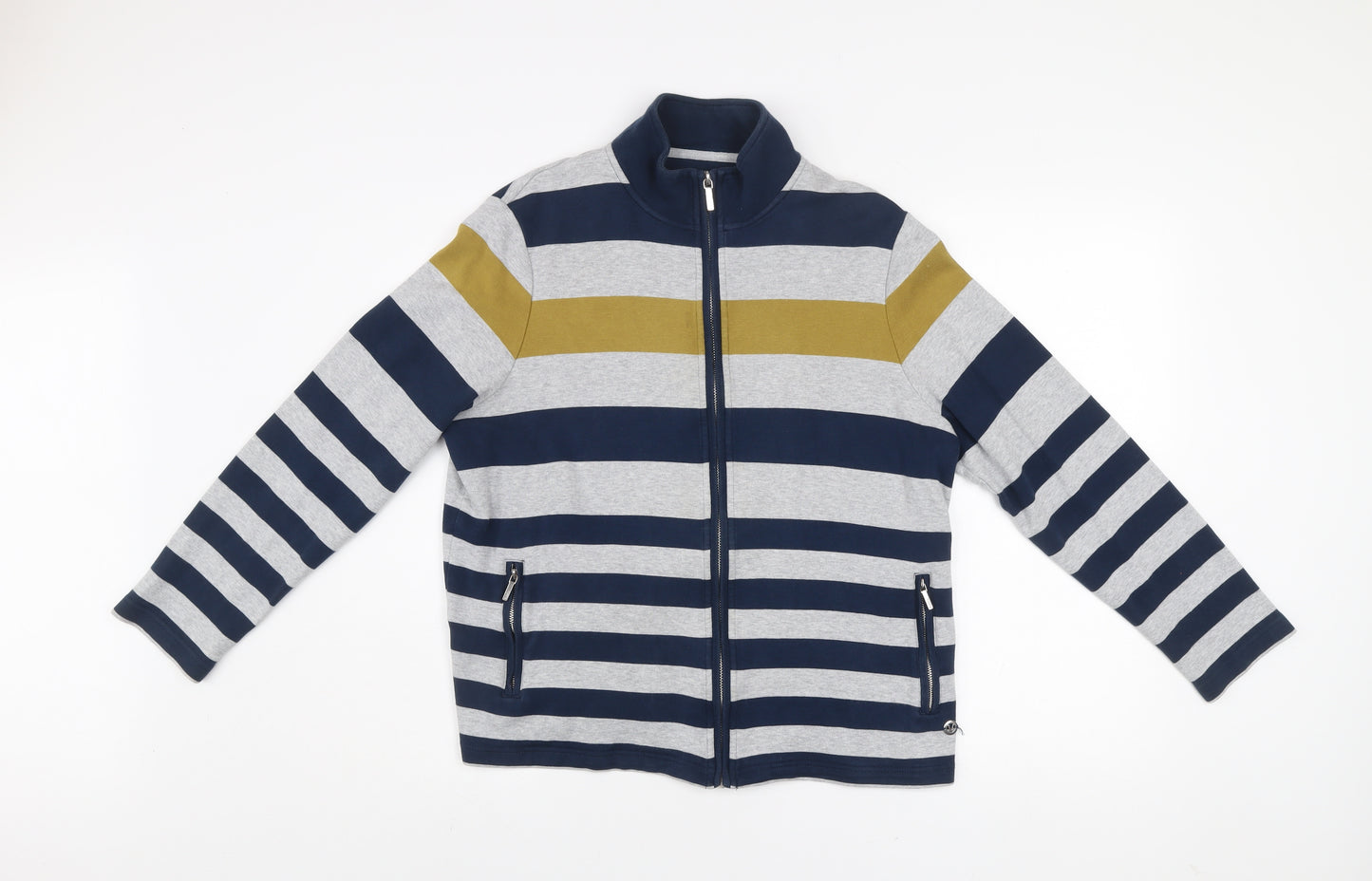 Viyella Women’s Blue Striped Zip-Up Cotton Stretch Jacket XL
