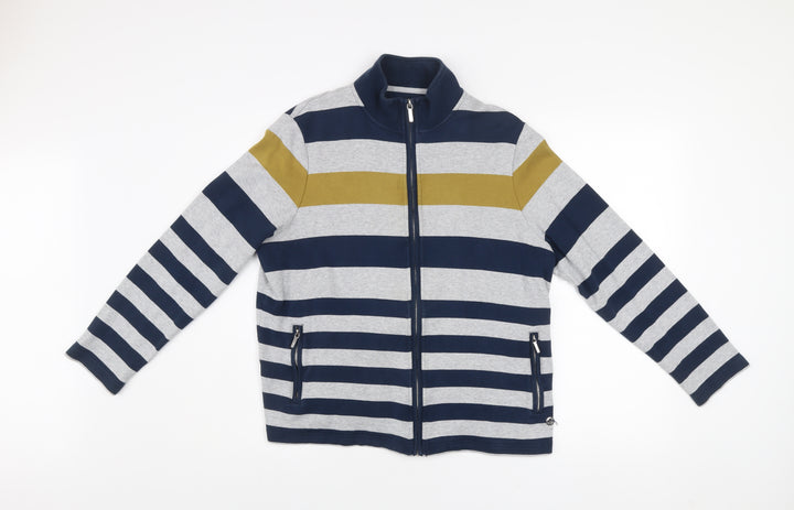 Viyella Women’s Blue Striped Zip-Up Cotton Stretch Jacket XL