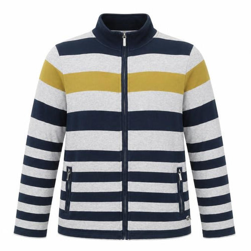 Viyella Women’s Blue Striped Zip-Up Cotton Stretch Jacket XL