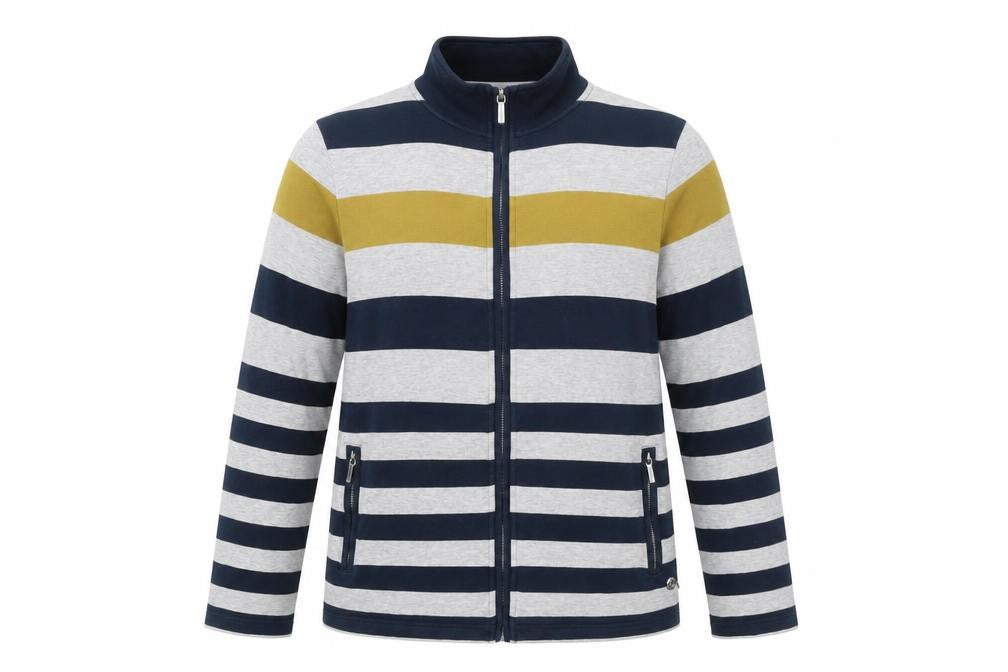 Viyella Women’s Blue Striped Zip-Up Cotton Stretch Jacket XL