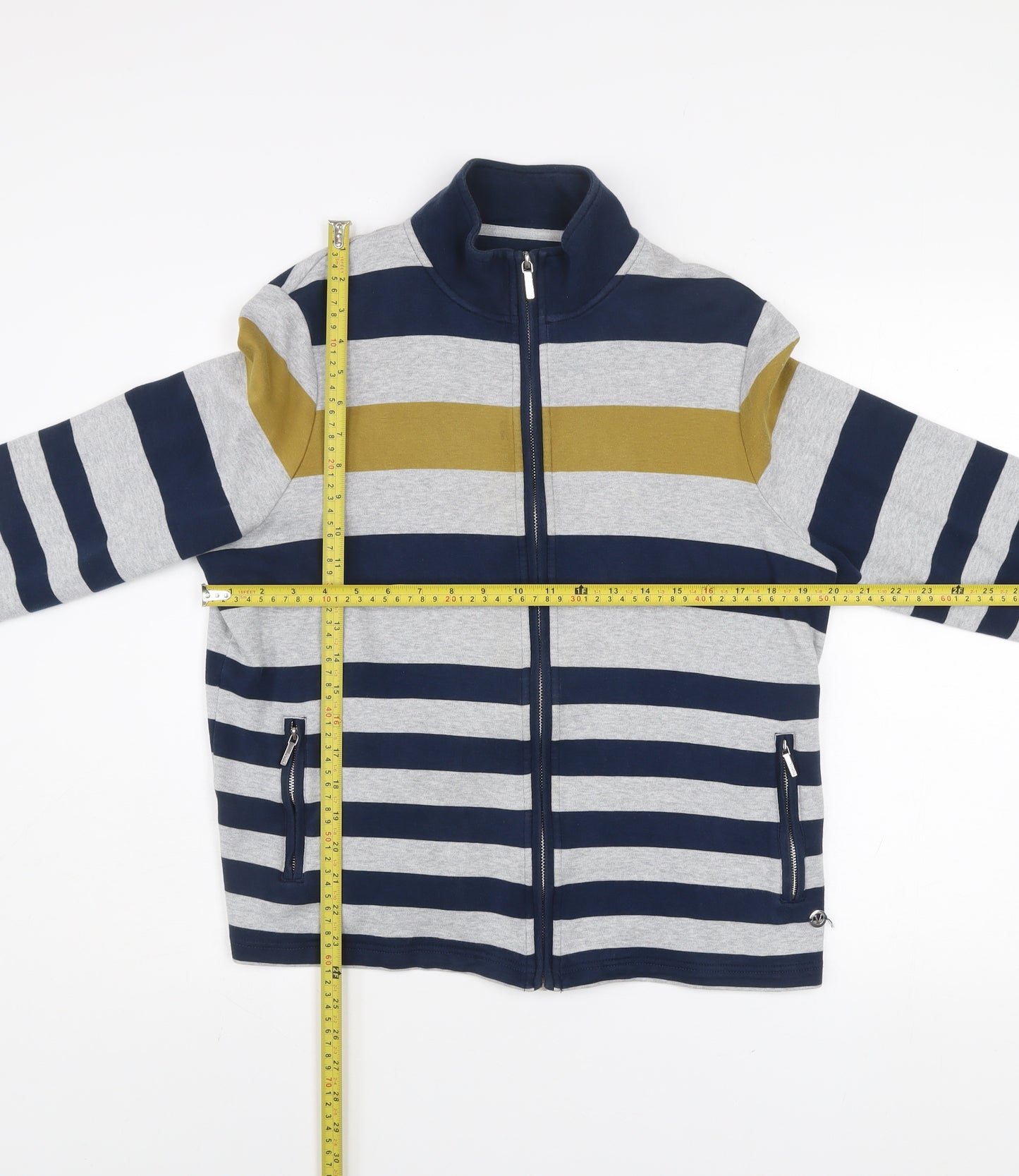 Viyella Women’s Blue Striped Zip-Up Cotton Stretch Jacket XL