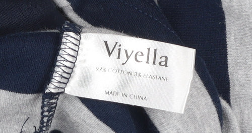 Viyella Women’s Blue Striped Zip-Up Cotton Stretch Jacket XL