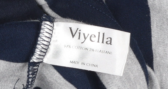 Viyella Women’s Blue Striped Zip-Up Cotton Stretch Jacket XL