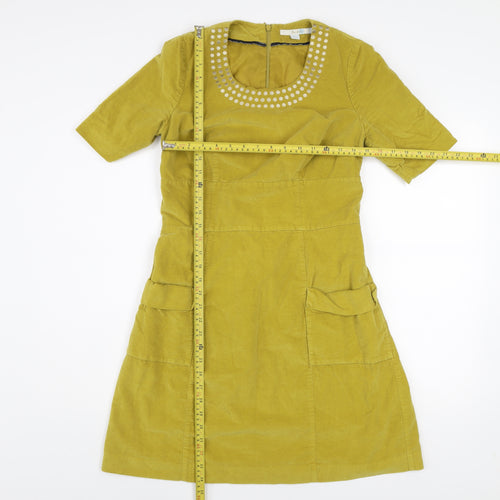 Boden Women Green A-Line Corduroy Beaded Knee Length Dress Size 10