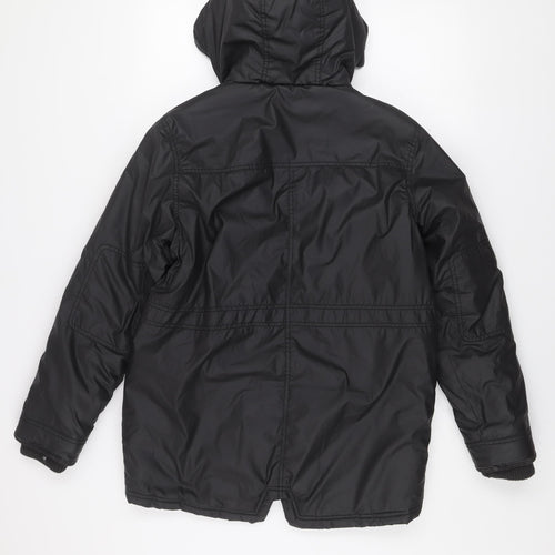 Rocha John Rocha Boys Black Hooded Parka Coat 13-14 Years Lined Winter Jacket