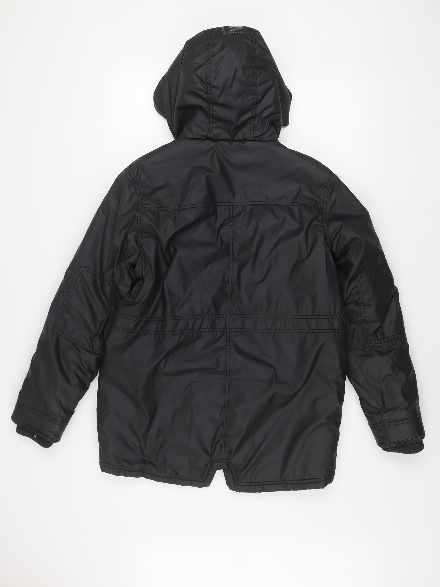 Rocha John Rocha Boys Black Hooded Parka Coat 13-14 Years Lined Winter Jacket