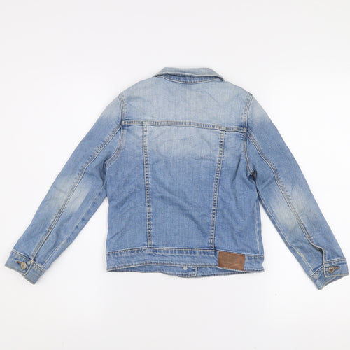 Zara Girls Blue Denim Basic Jacket Size 8 Years Button Front