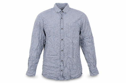 Front view of Jack & Jones Essentials Men’s Blue Cotton Flannel Button-Up Shirt, size M