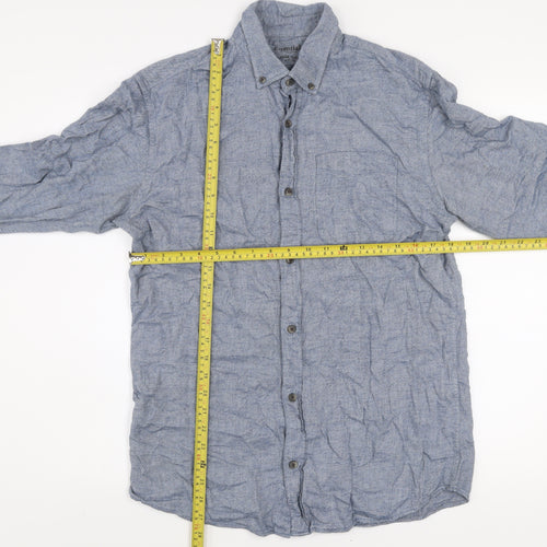 Jack & Jones Essentials Men’s Blue Cotton Flannel Button-Up Shirt Size M