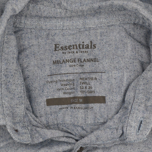 Jack & Jones Essentials Men’s Blue Cotton Flannel Button-Up Shirt Size M