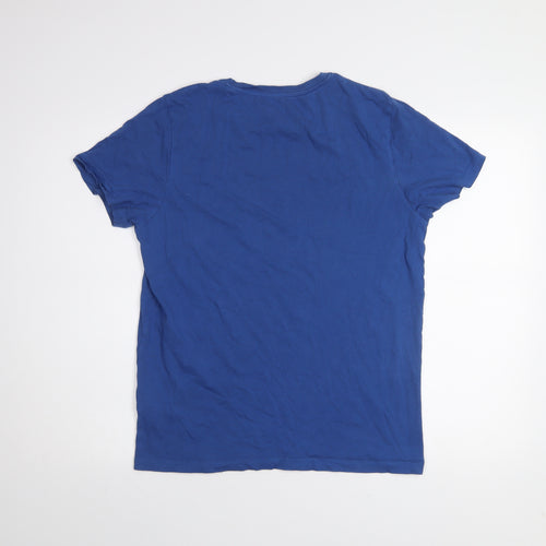 Jack & Jones Men Blue Graphic Print Cotton Crew Neck T-Shirt M