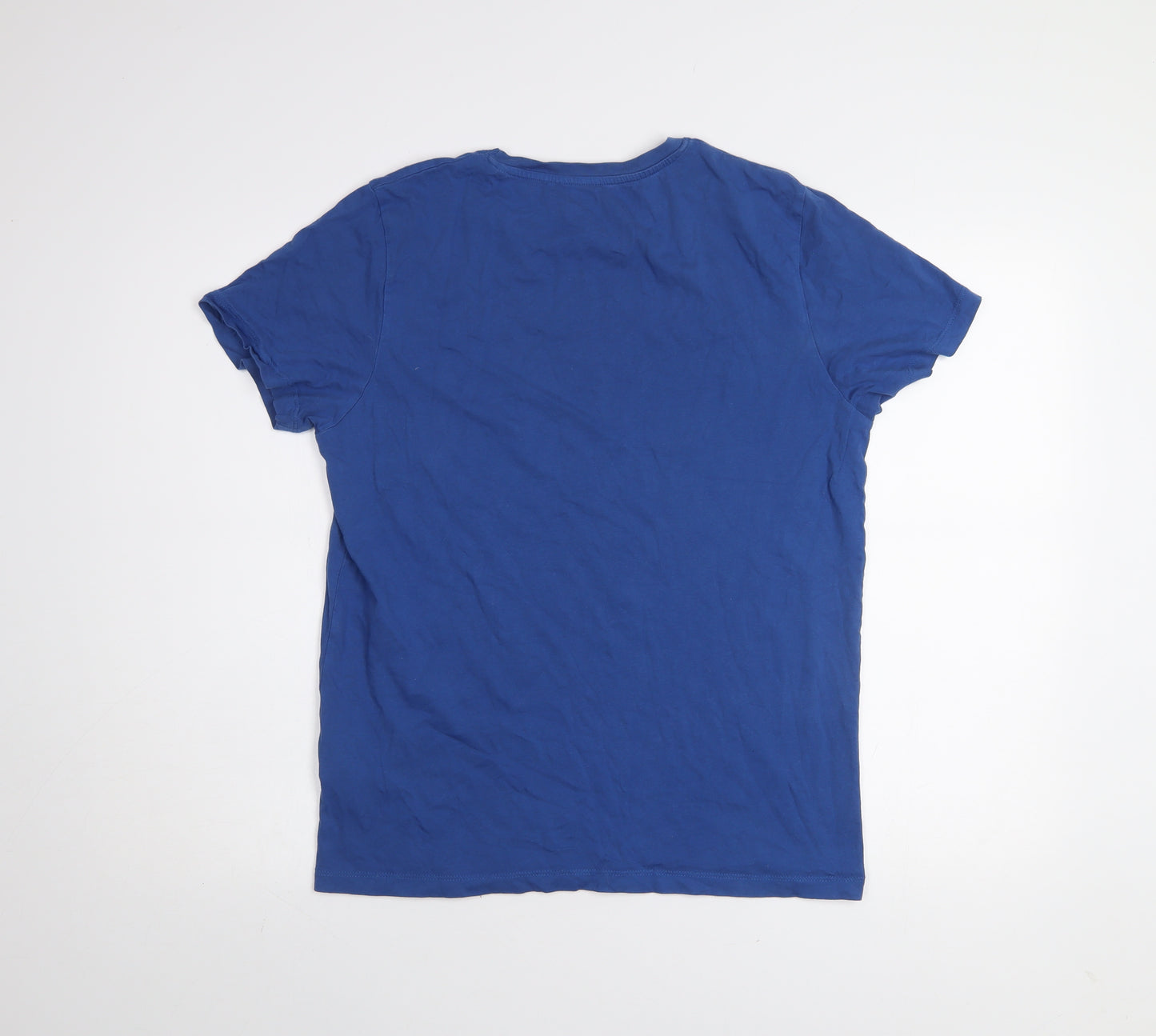Jack & Jones Men Blue Graphic Print Cotton Crew Neck T-Shirt M