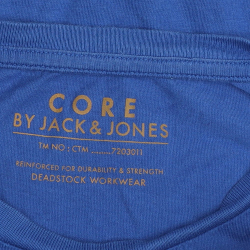 Jack & Jones Men Blue Graphic Print Cotton Crew Neck T-Shirt M