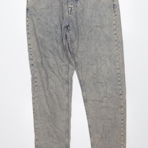 Topman Men’s Blue Acid Wash Relaxed Fit Straight Jeans W32 L34
