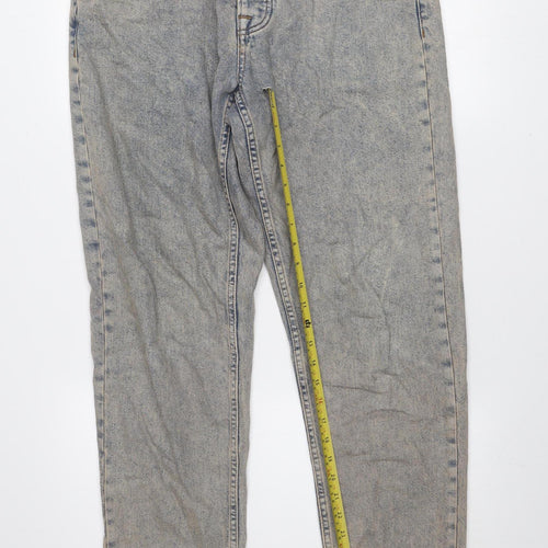 Topman Men’s Blue Acid Wash Relaxed Fit Straight Jeans W32 L34