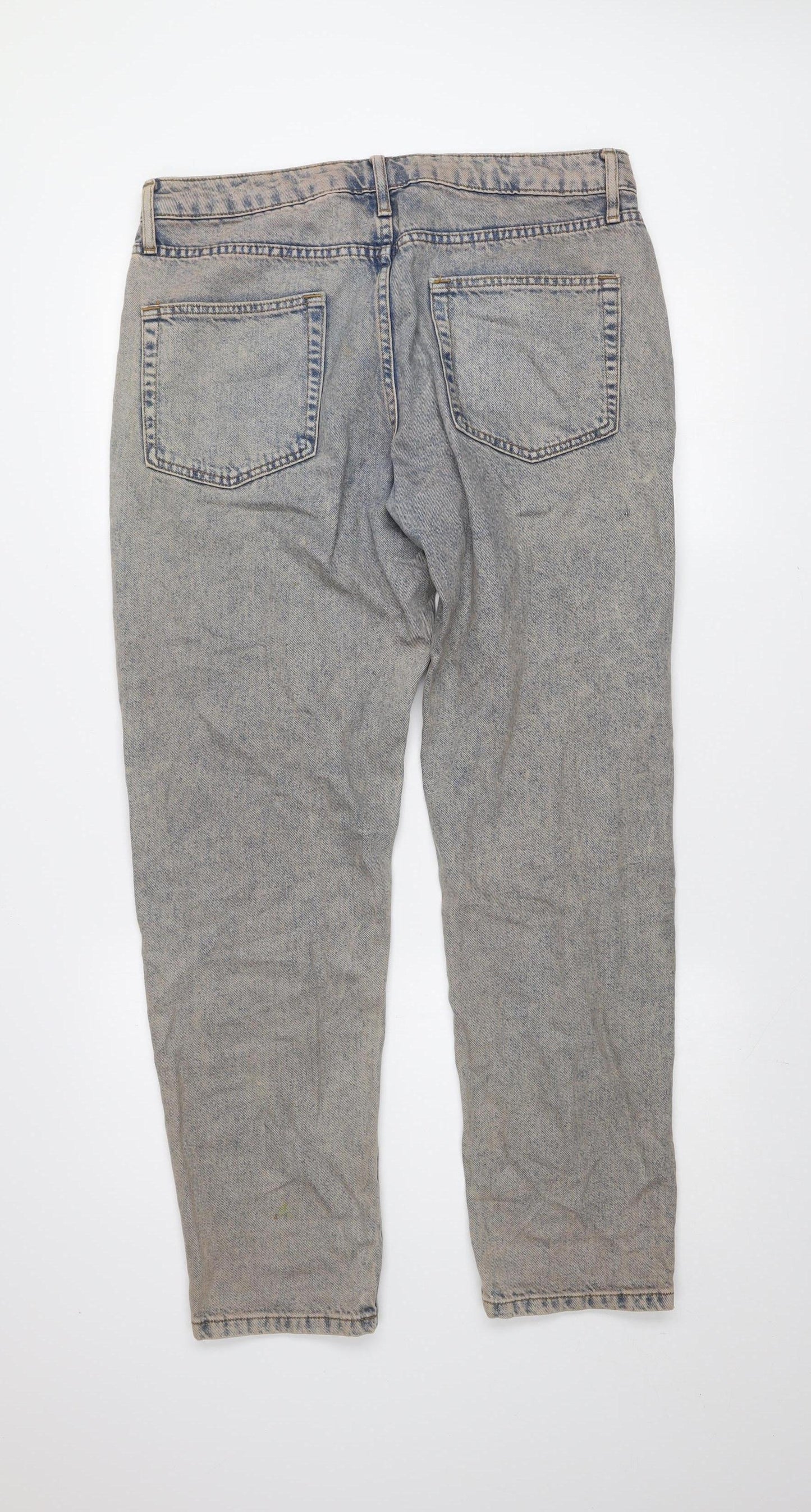 Topman Men’s Blue Acid Wash Relaxed Fit Straight Jeans W32 L34