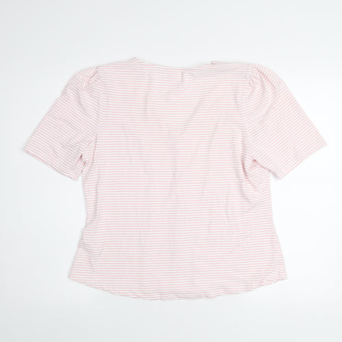 Savida Women Light Pink Striped Button Blouse Size 16 V-Neck