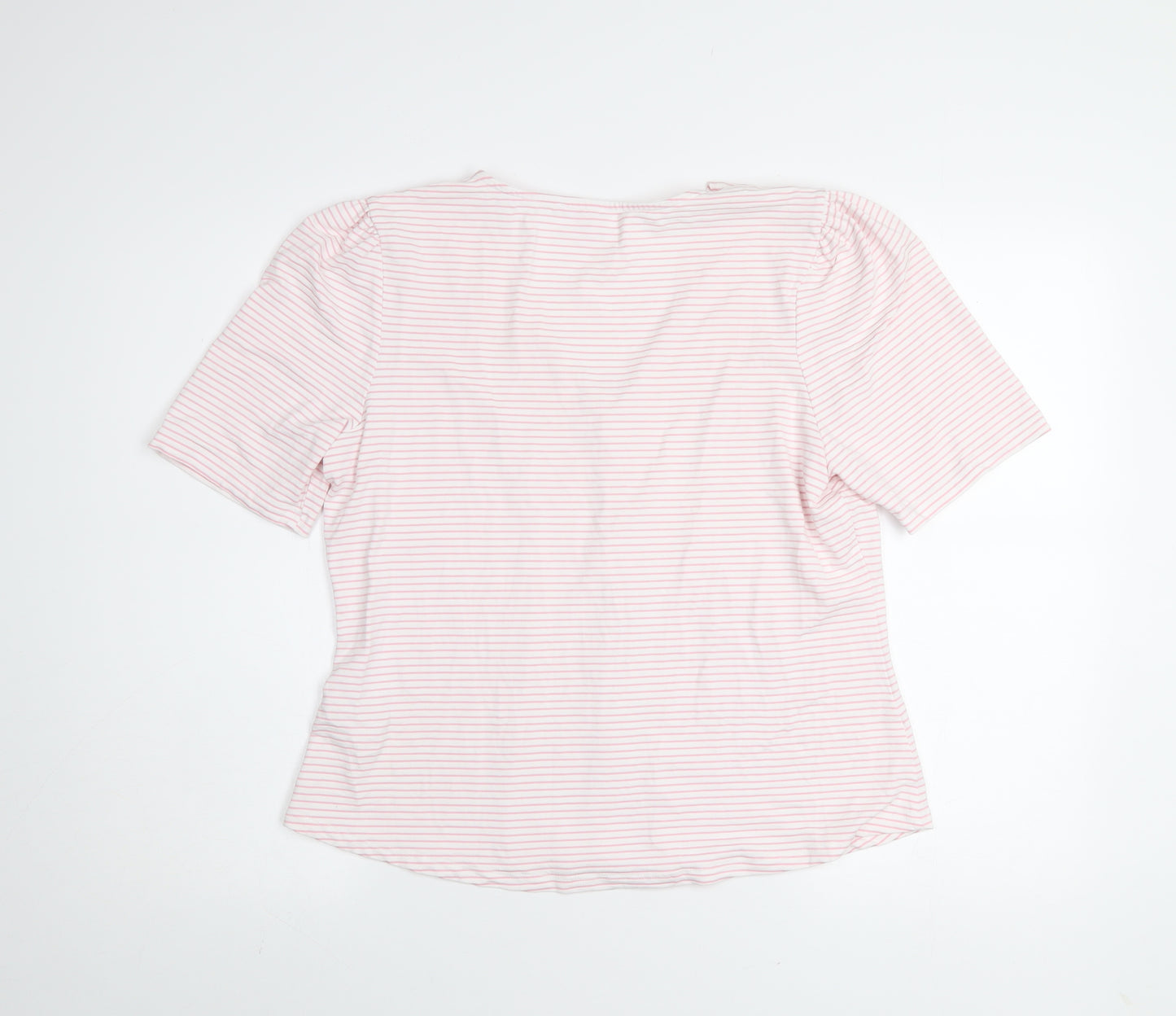 Savida Women Light Pink Striped Button Blouse Size 16 V-Neck