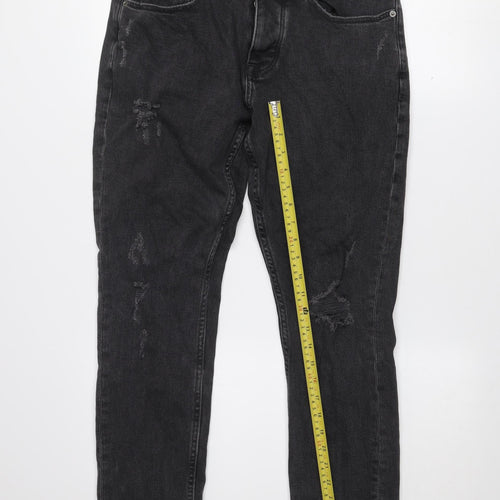 Denim Co Men's Black Slim Fit Distressed Jeans W30 L30