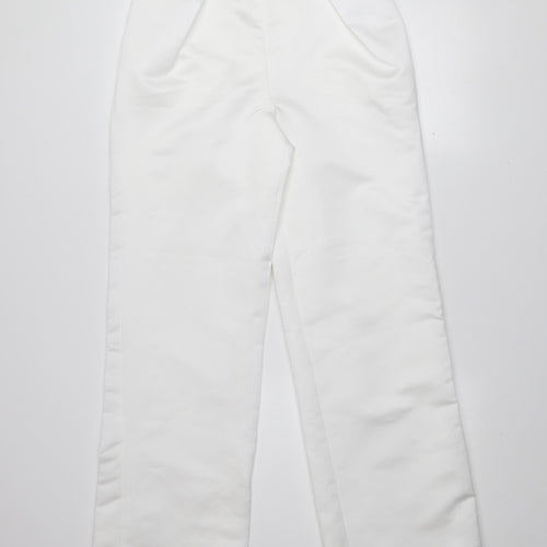 Boohoo Premium Women White UK 8 Wide-Leg High Waist Trousers