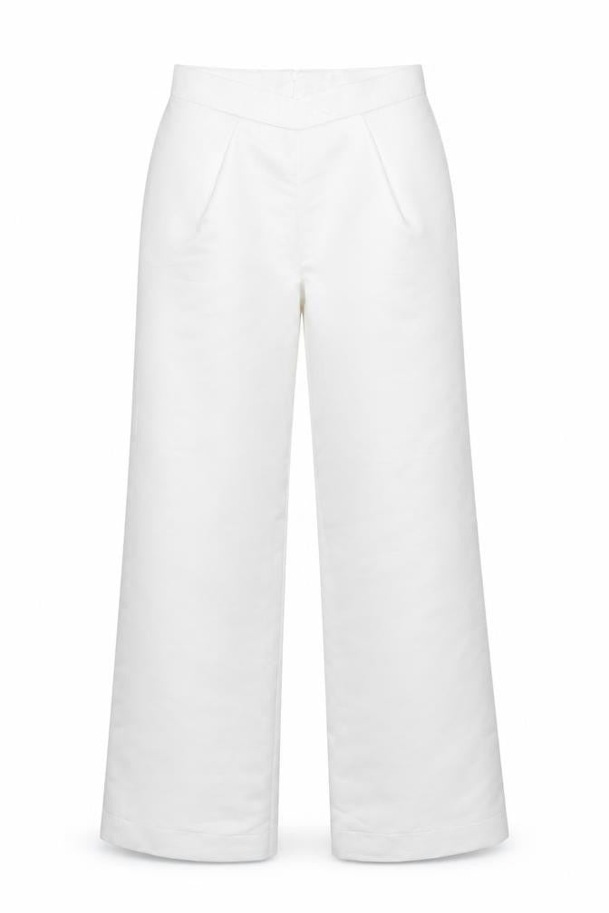 Boohoo Premium Women White UK 8 Wide-Leg High Waist Trousers