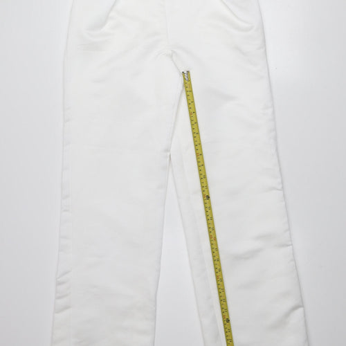 Boohoo Premium Women White UK 8 Wide-Leg High Waist Trousers
