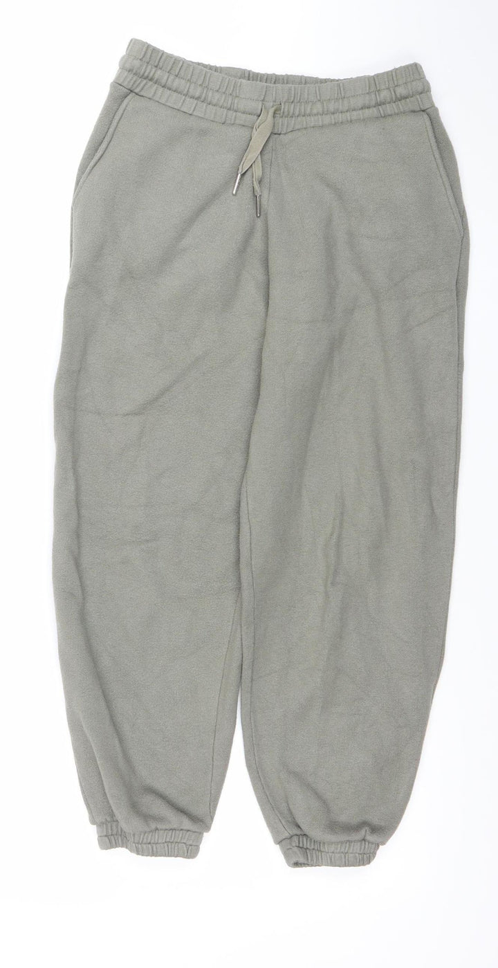 ZARA Women Grey Jogger Trousers S Relaxed Fit Cotton Blend