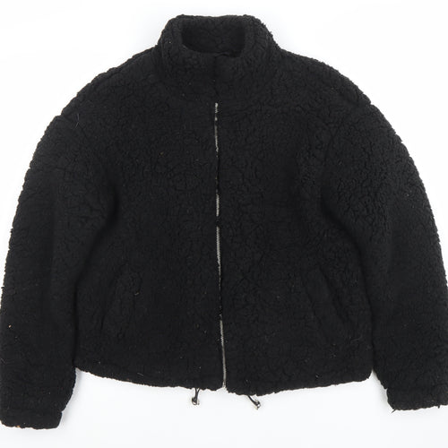 New Look Women's Black Fleece Zip Jacket Size S Casual Winter