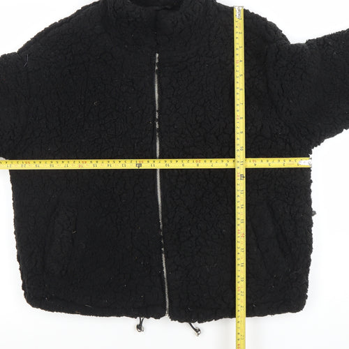 New Look Women's Black Fleece Zip Jacket Size S Casual Winter