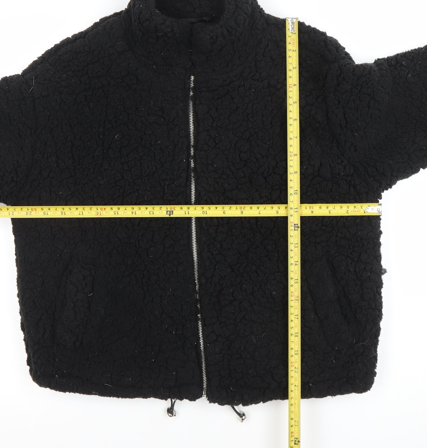 New Look Women's Black Fleece Zip Jacket Size S Casual Winter