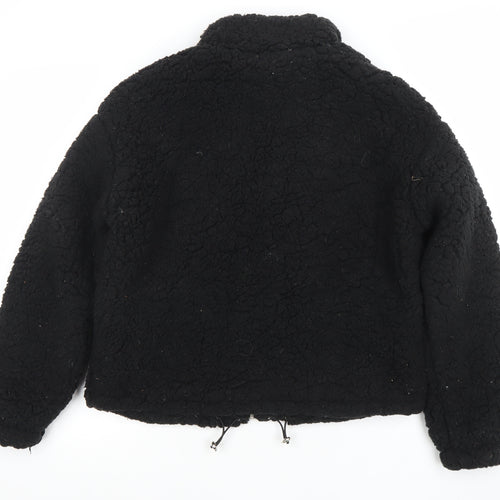 New Look Women's Black Fleece Zip Jacket Size S Casual Winter