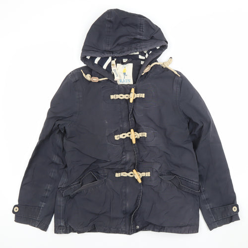 Seasalt Women Navy Hooded Duffle Rain Coat Size 10 Organic Cotton