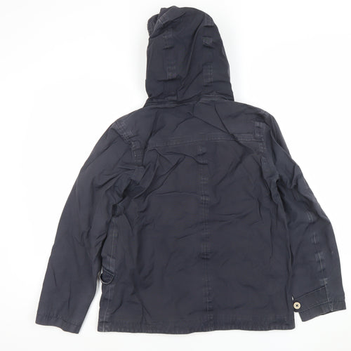 Seasalt Women Navy Hooded Duffle Rain Coat Size 10 Organic Cotton