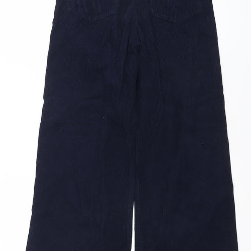 PULL&BEAR Womens Blue Corduroy Wide-Leg Trousers Size 4