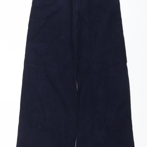 PULL&BEAR Womens Blue Corduroy Wide-Leg Trousers Size 4