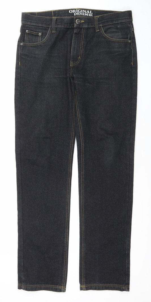 Original Denim Men's Blue Straight Jeans 30R Cotton Blend