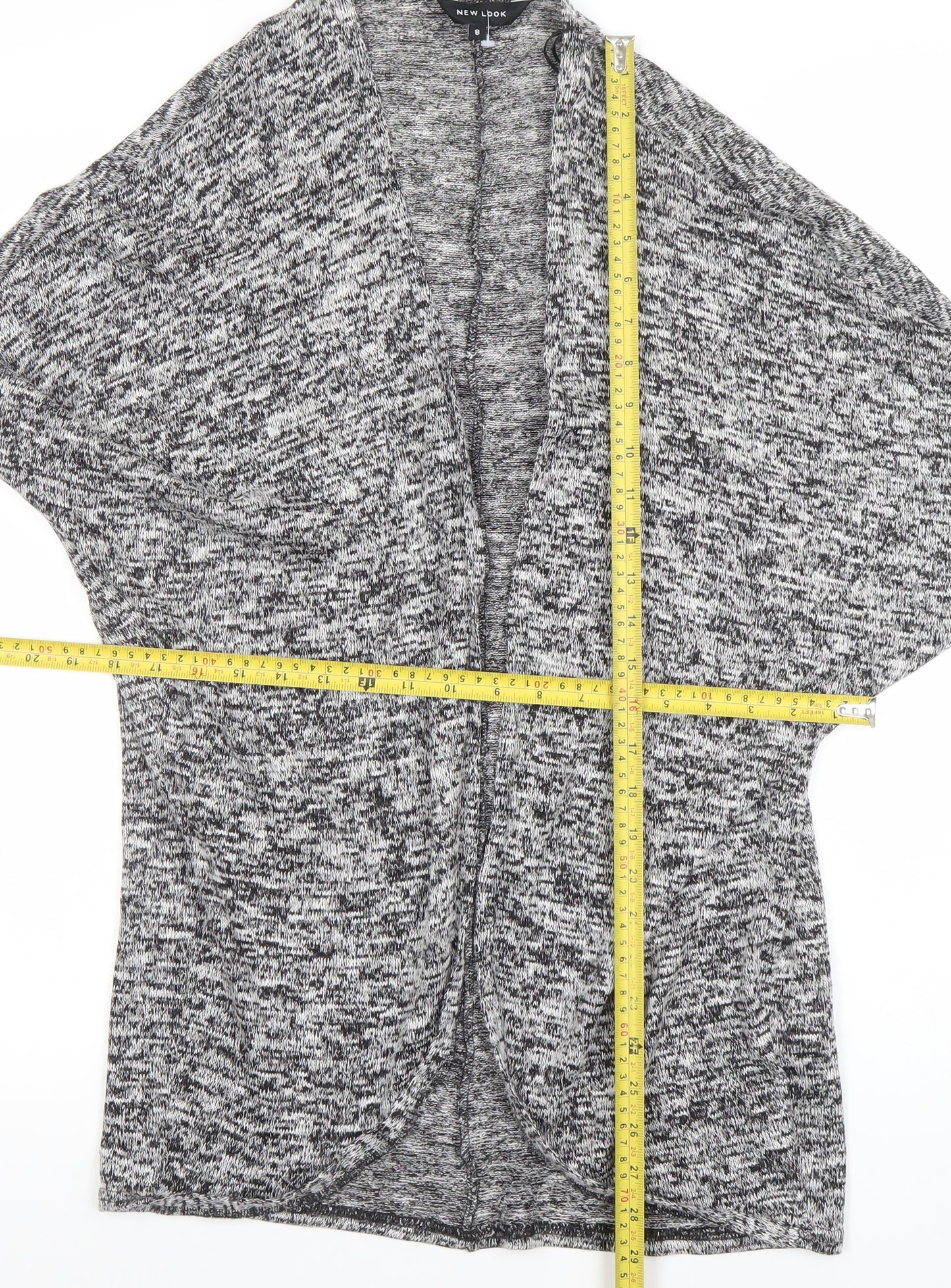 New Look Women's Grey Knit Open Front Cardigan Size 8