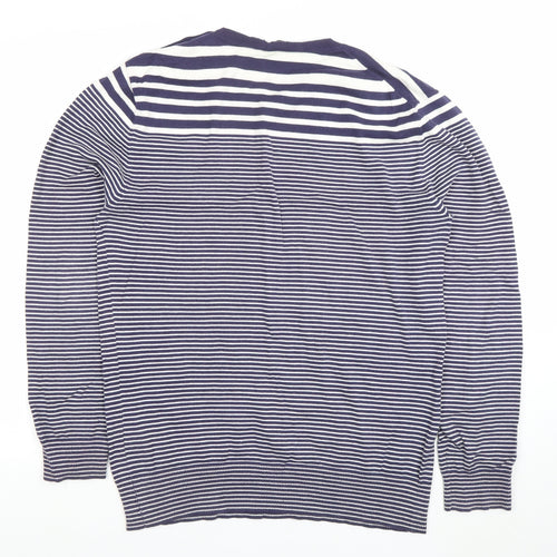 French Connection Women's Blue Striped Cotton Jumper Size M