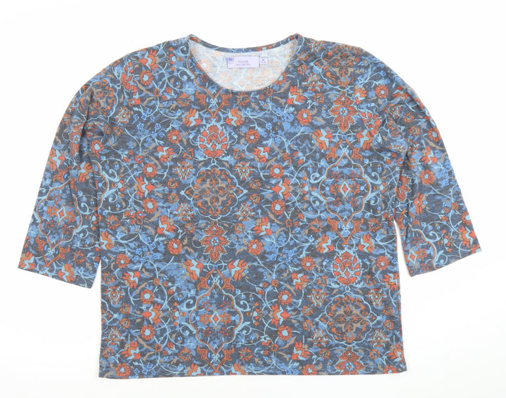 Honor Millburn Women's Multicoloured Floral 3/4 Sleeve Jersey Top Size 14-16