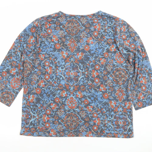 Honor Millburn Women's Multicoloured Floral 3/4 Sleeve Jersey Top Size 14-16