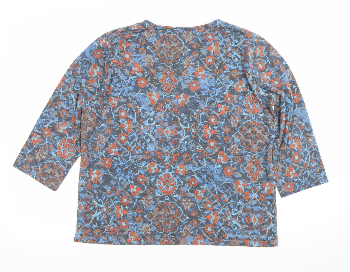 Honor Millburn Women's Multicoloured Floral 3/4 Sleeve Jersey Top Size 14-16