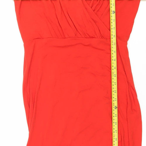 H&M Women’s Red Bodycon Knee Length V-Neck Dress Size S