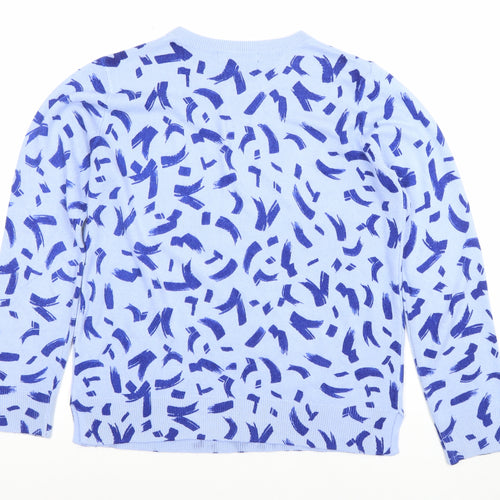 Marks and Spencer Women’s Blue Geometric Acrylic Crew Neck Jumper Size 12