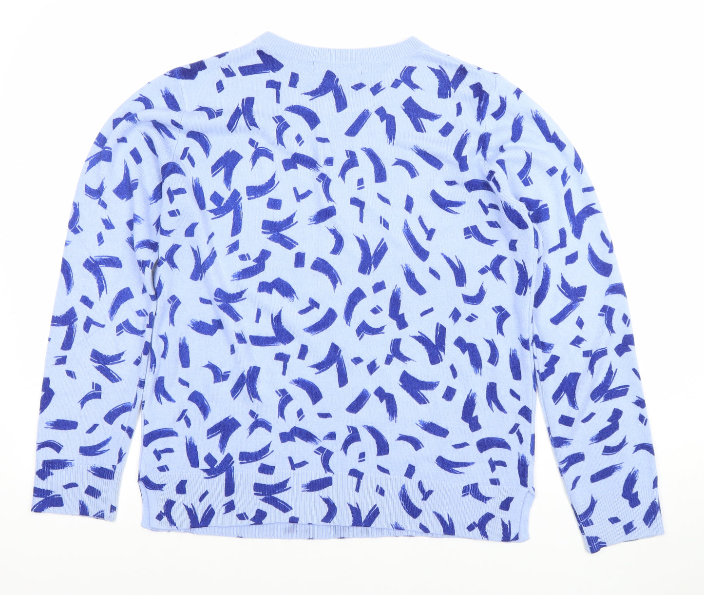 Marks and Spencer Women’s Blue Geometric Acrylic Crew Neck Jumper Size 12