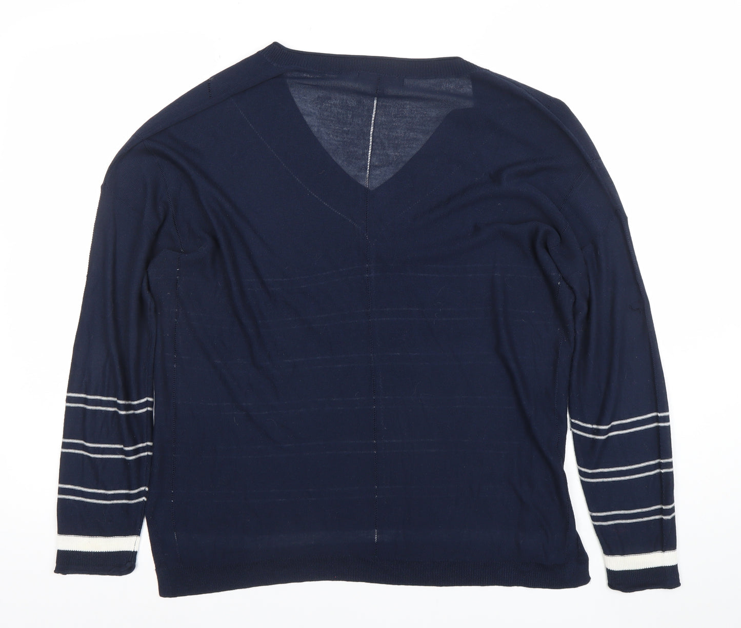 Next Petite Women's Blue Striped V-Neck Knit Top Size 14