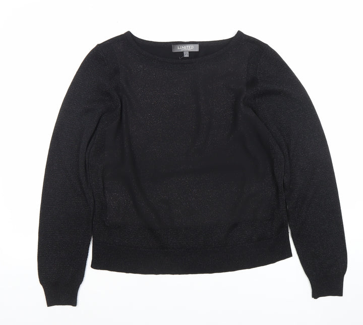 Marks and Spencer Women’s Black Knit Long Sleeve Zip Back Blouse Size 14
